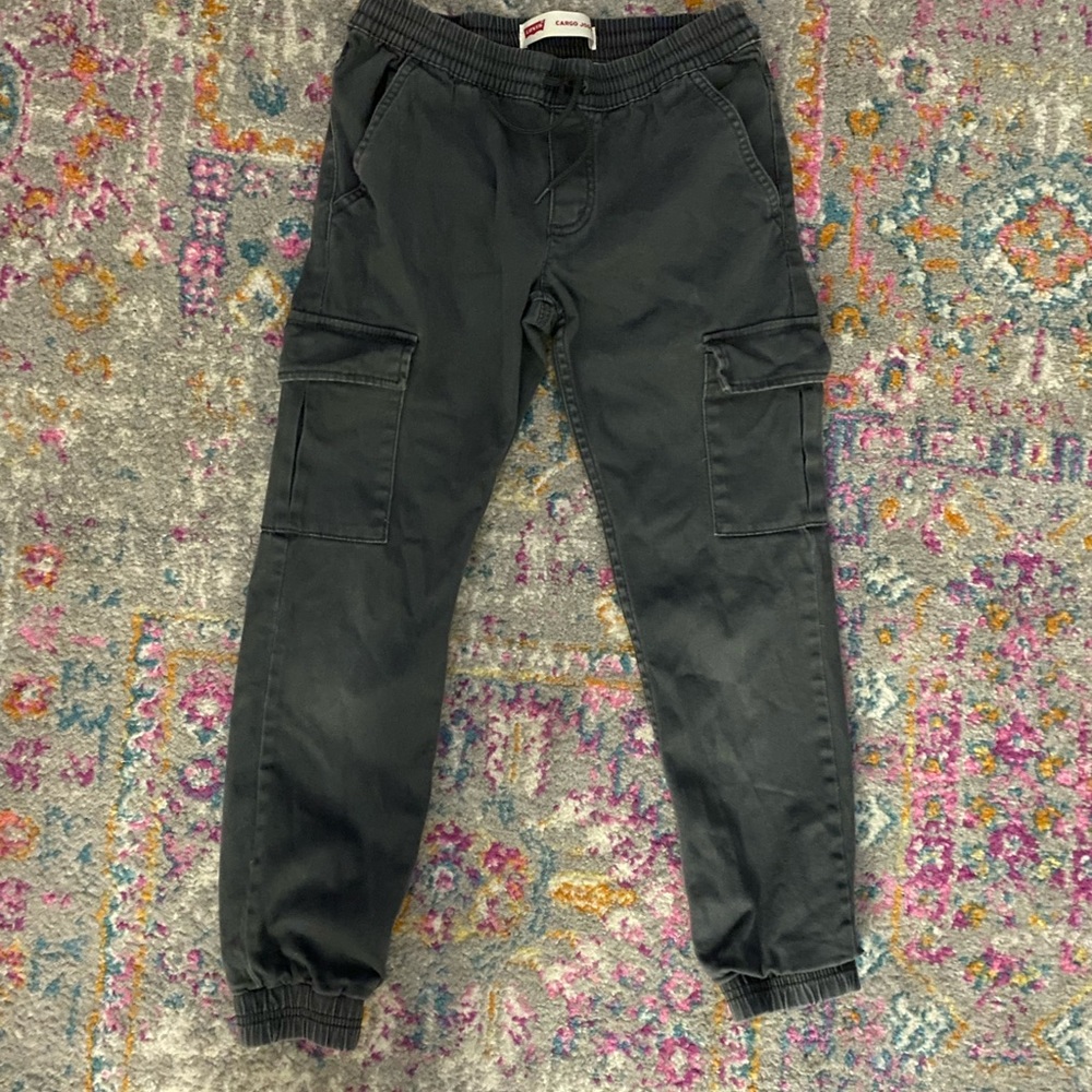 Levis Distressed Gray Cargo Jogger Pants - Boys